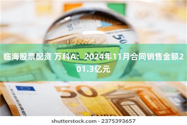 临海股票配资 万科A：2024年11月合同销售金额201.3亿元